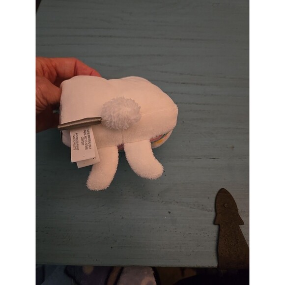 HALLMARK EASTER TUCK A BELLIES WHITE RAINBOW BUNNY RABBIT STUFFED ANIMAL PLUSH - Picture 7 of 7